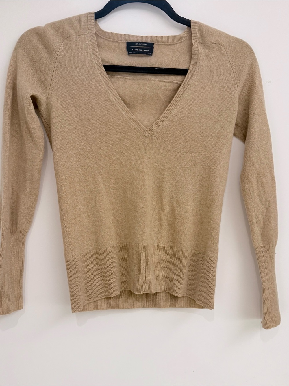 Club Monaco Women's Cashmere V-Neck Sweater in Camel